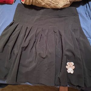 Black Pleated Romwe Bear Skirt XL
